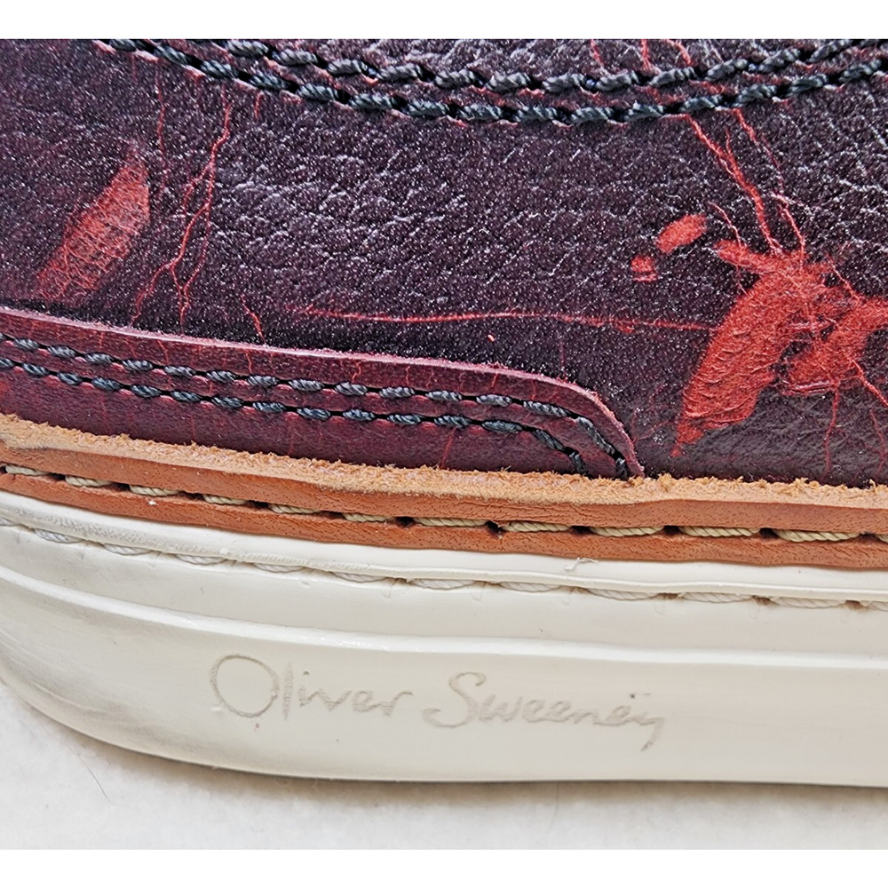 Oliver Sweeney Lopes Distressed Burgundy Leather Lace-Up Casual Sneaker US 9 - Picture 9 of 13